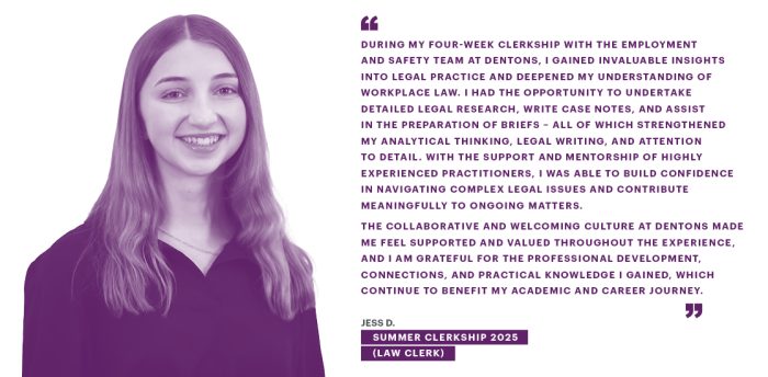 Jess. D – Summer Clerkship 2025 (Law Clerk)